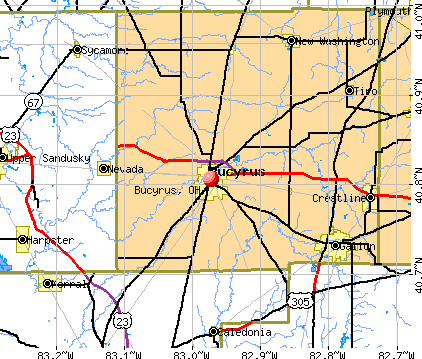 Bucyrus, OH map