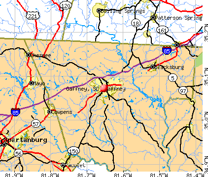 Gaffney, SC map