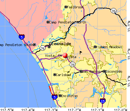 Vista, CA map