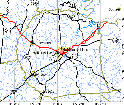 McMinnville, TN map