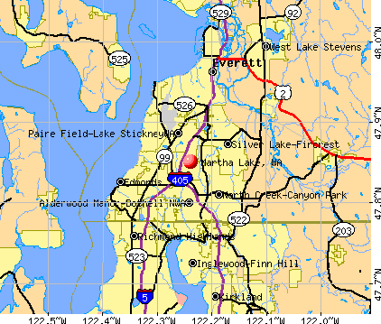 Martha Lake, WA map