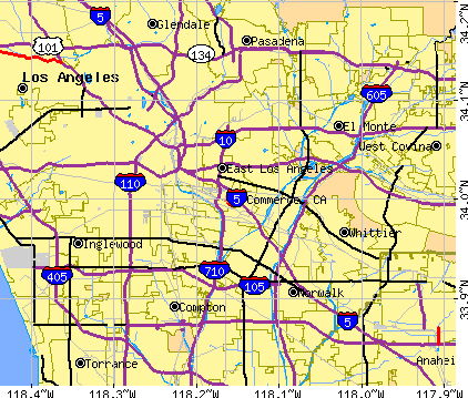 Commerce, CA map