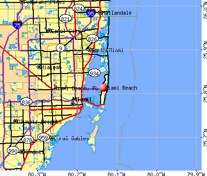 Miami Beach, FL map