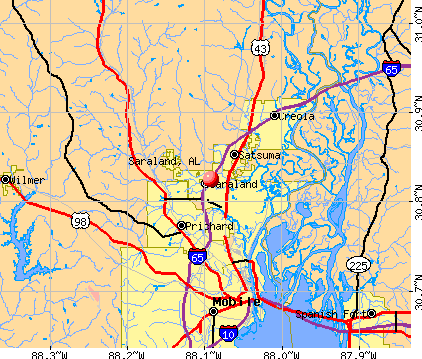 Saraland Alabama (AL 36572) profile: population maps real estate