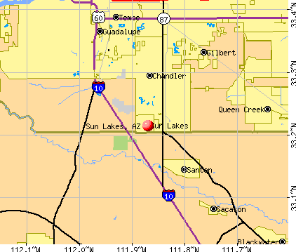 Sun Lakes, AZ map