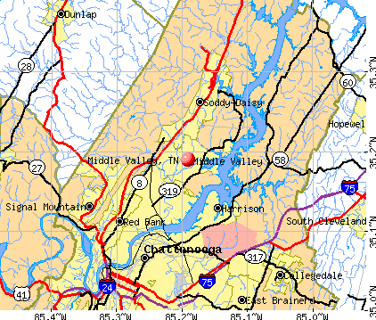 Middle Valley, TN map