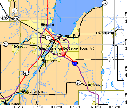 Bellevue Town, WI map