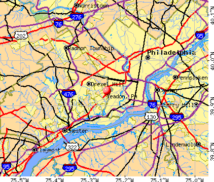 Yeadon, PA map