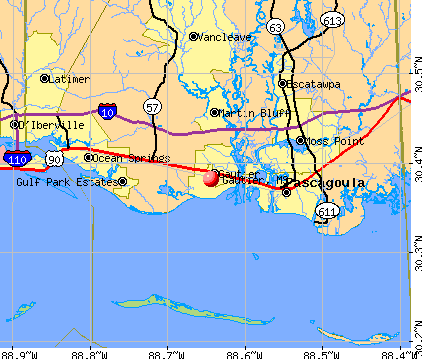Gautier, MS map
