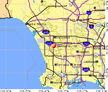 Hawthorne, CA map