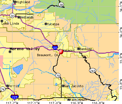 Beaumont, CA map