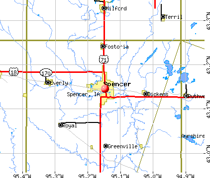 Spencer, IA map