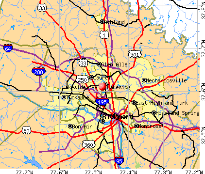 Lakeside, VA map