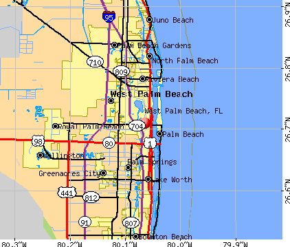 West Palm Beach, FL map