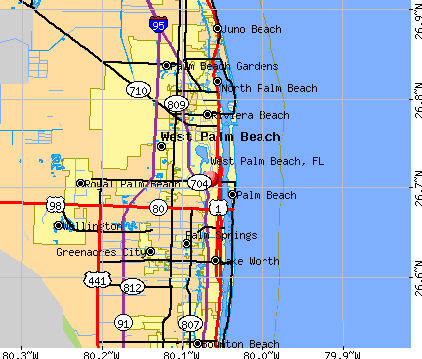 West Palm Florida Map West Palm Beach, Florida (FL 33401, 33405) profile: population 