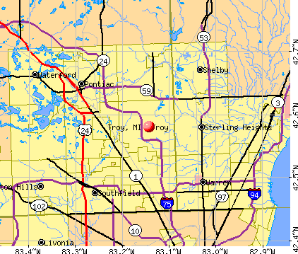 Troy, MI map