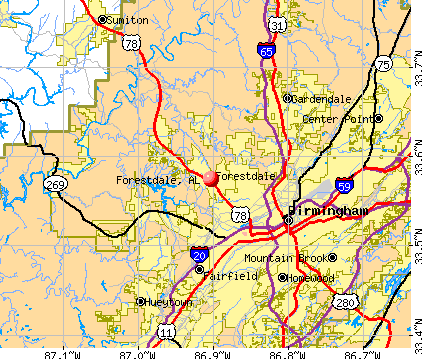 Forestdale, AL map