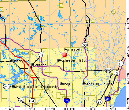 Rochester, MI map