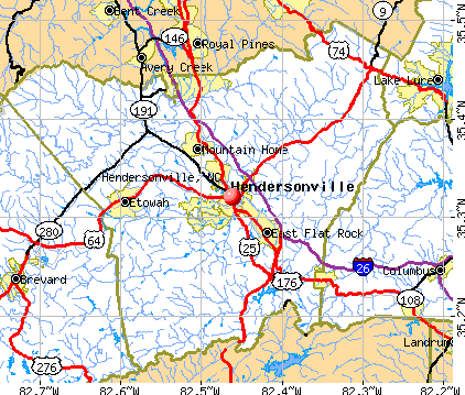 Hendersonville, NC map