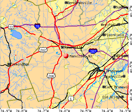 Manville, NJ map