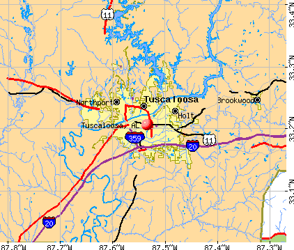 Tuscaloosa, AL map