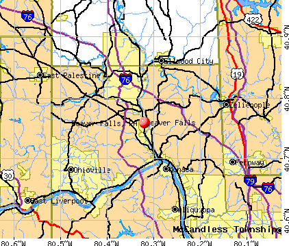 Beaver Falls, PA map