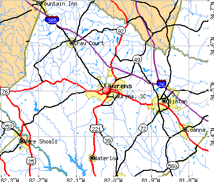 Laurens, SC map