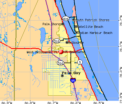 West Melbourne, FL map