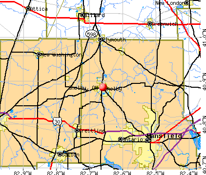 Shelby, OH map