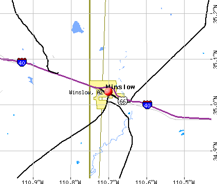 Winslow, AZ map