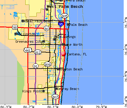 Lantana, FL map