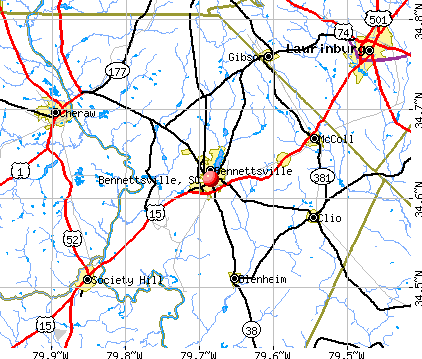 Bennettsville, SC map