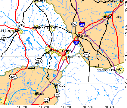 Dunn, NC map