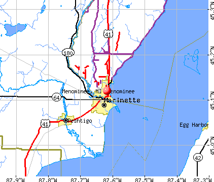 Menominee, MI map