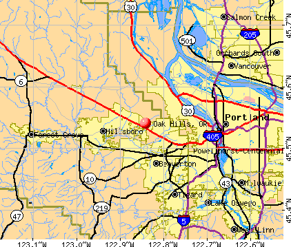 Oak Hills, OR map