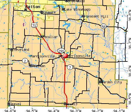Harrisonville, MO map