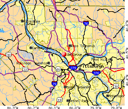 Bellevue, PA map