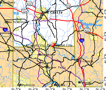 Ellwood City, PA map