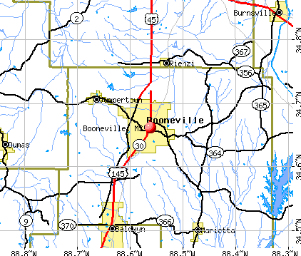 Booneville, MS map