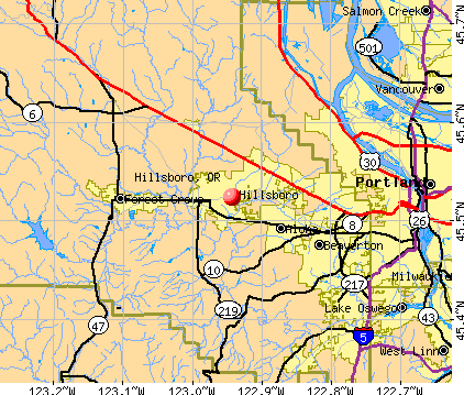 Hillsboro, OR map