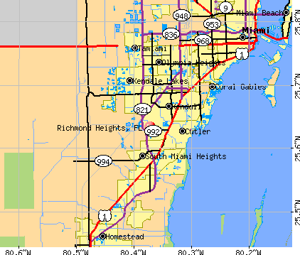 Richmond Heights, FL map