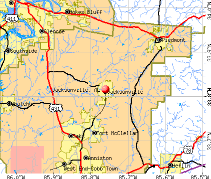 Jacksonville, AL map