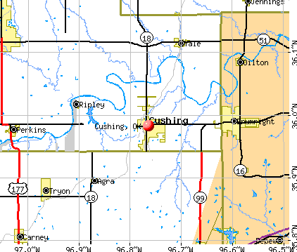 Cushing, OK map