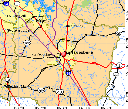 Murfreesboro, TN map