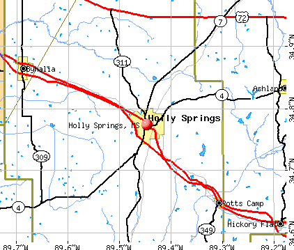 Holly Springs, MS map