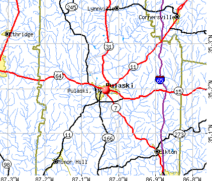 Pulaski, TN map