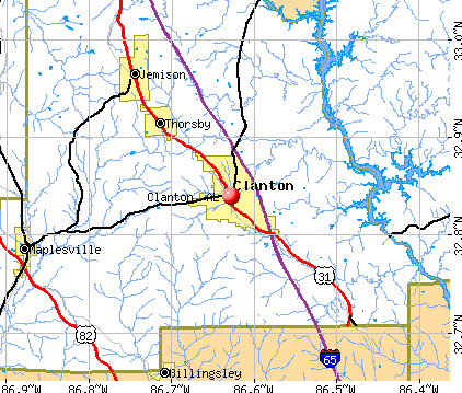 Clanton, AL map