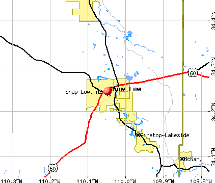Show Low, AZ map
