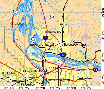 Minnehaha, WA map