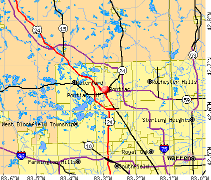 Pontiac, MI map
